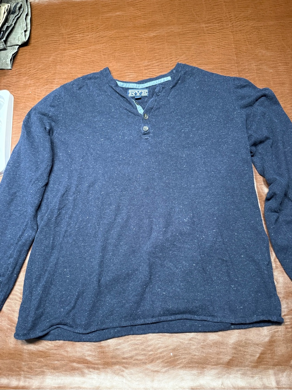Rye Men's Dark Navy Two-Button Henley Long Sleeve